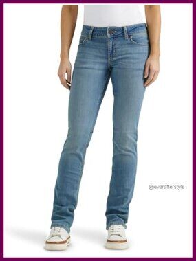 Mid Rise Stretch Straight Leg Jeans Western Five Pocket Style